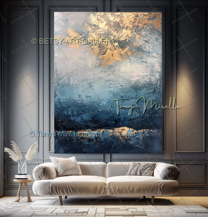 Deep Blue Structure – Modern Industrial Canvas, No Frame