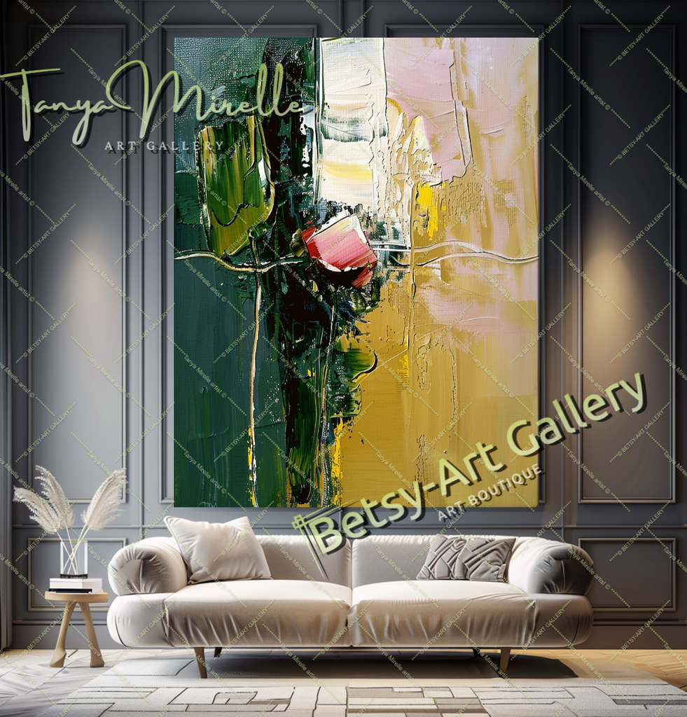 Abstract Expressionist Oil Painting with Bold Colors #193 – Large – Oil on Canvas – {{ product.title }} canvas artwork by Tanya Mirelle – modern wall decor – original artwork for home, living room, office, or gallery – original artwork by BETSY-ART GALLERY