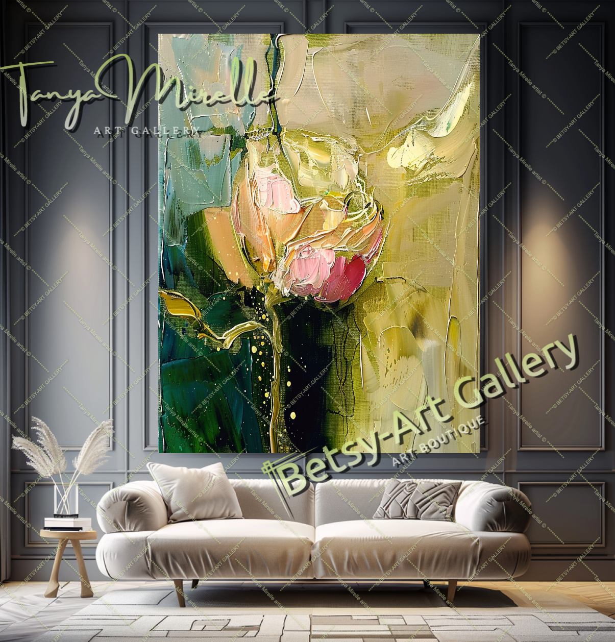 Abstract Expressionist Oil Painting with Bold Colors #193