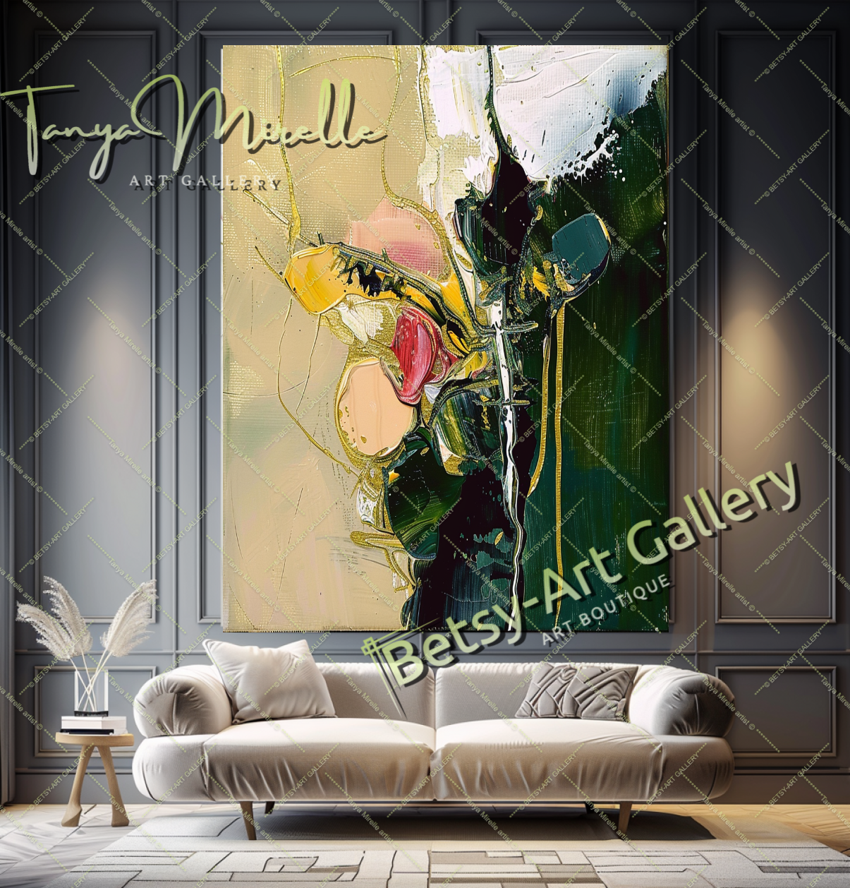 Abstract Expressionist Oil Painting with Bold Colors #193