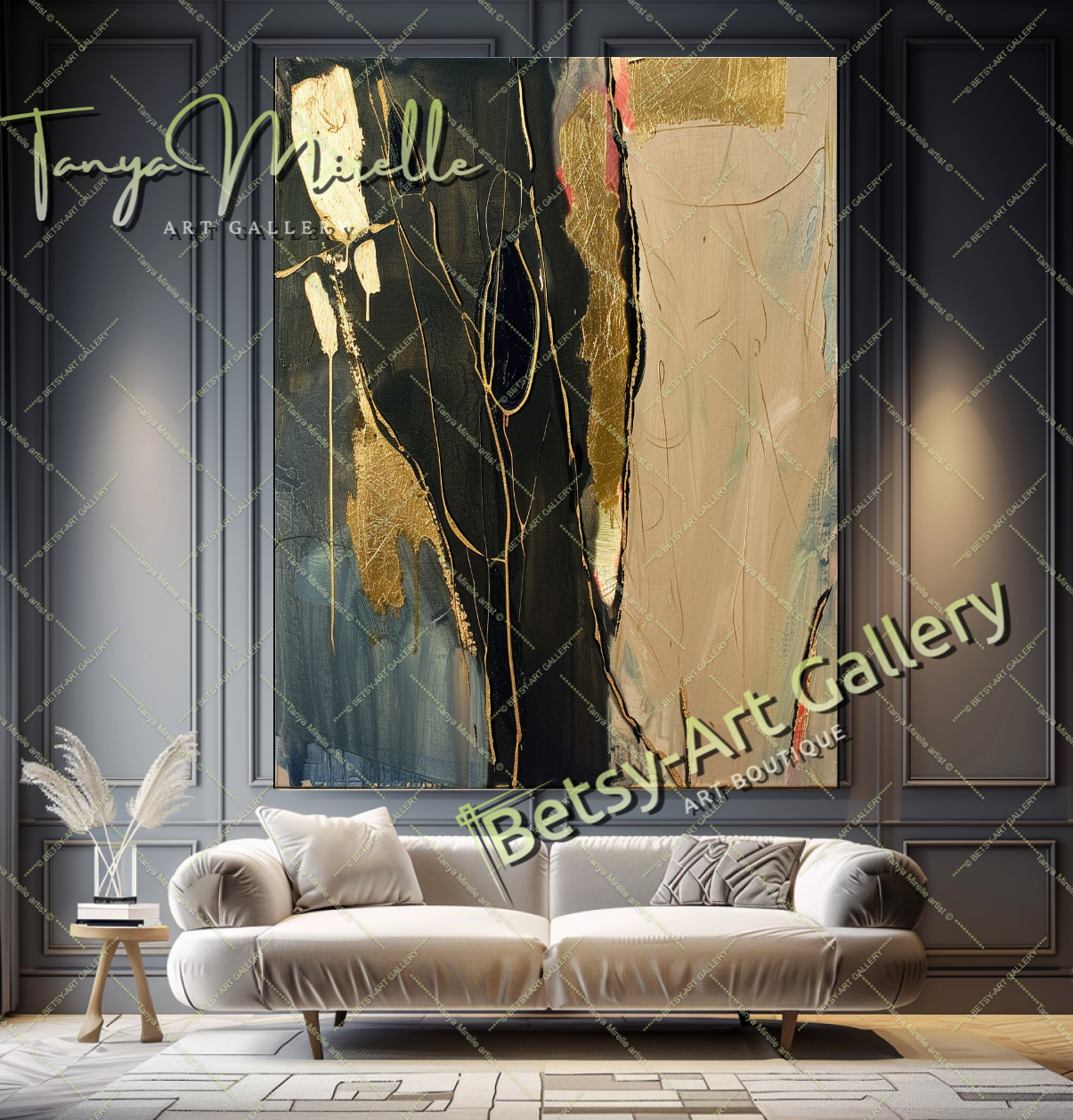 Gold Minimalist Art - Abstract Oil Painting #196