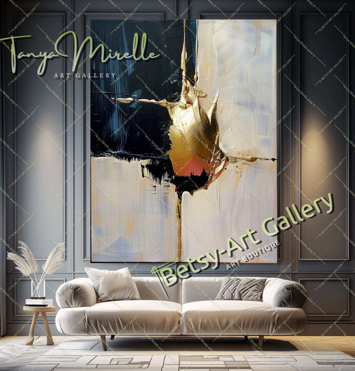 Luxury Gold Minimalist Art - Abstract Oil Painting #198