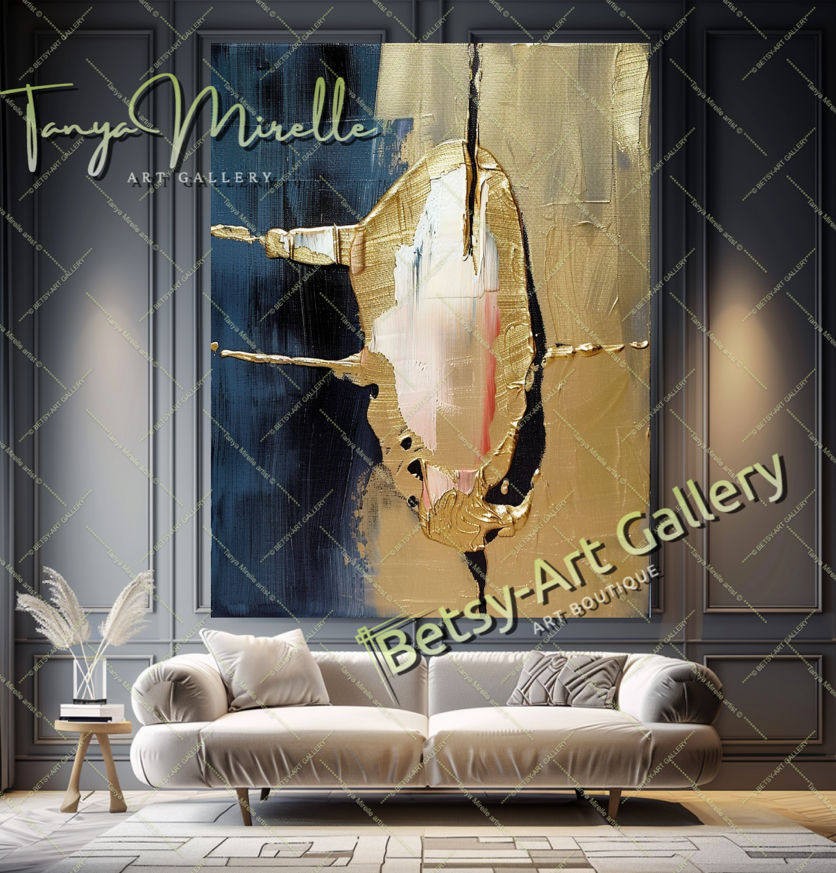 Luxury Gold Minimalist Art - Abstract Oil Painting #198