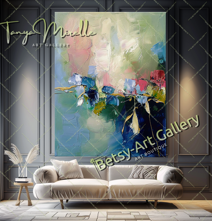 Vibrant Textured Flower Oil Painting on Canvas #177
