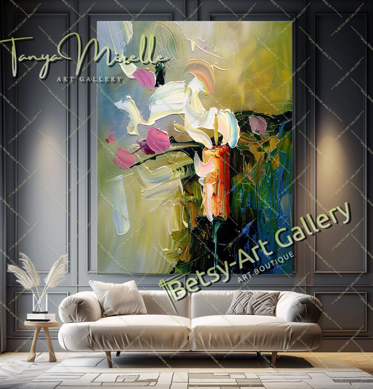 Impressionist Abstract Art, Original Oil Painting #178