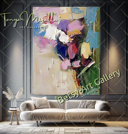Colorful Bouquet Abstract Impasto Wall Art #180