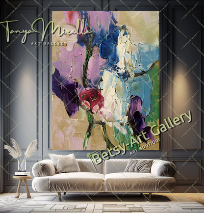 Colorful Bouquet Abstract Impasto Wall Art #181
