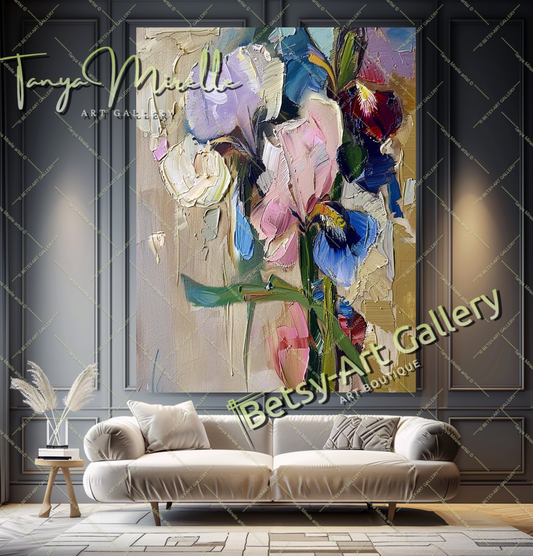 Colorful Bouquet Abstract Impasto Wall Art #181