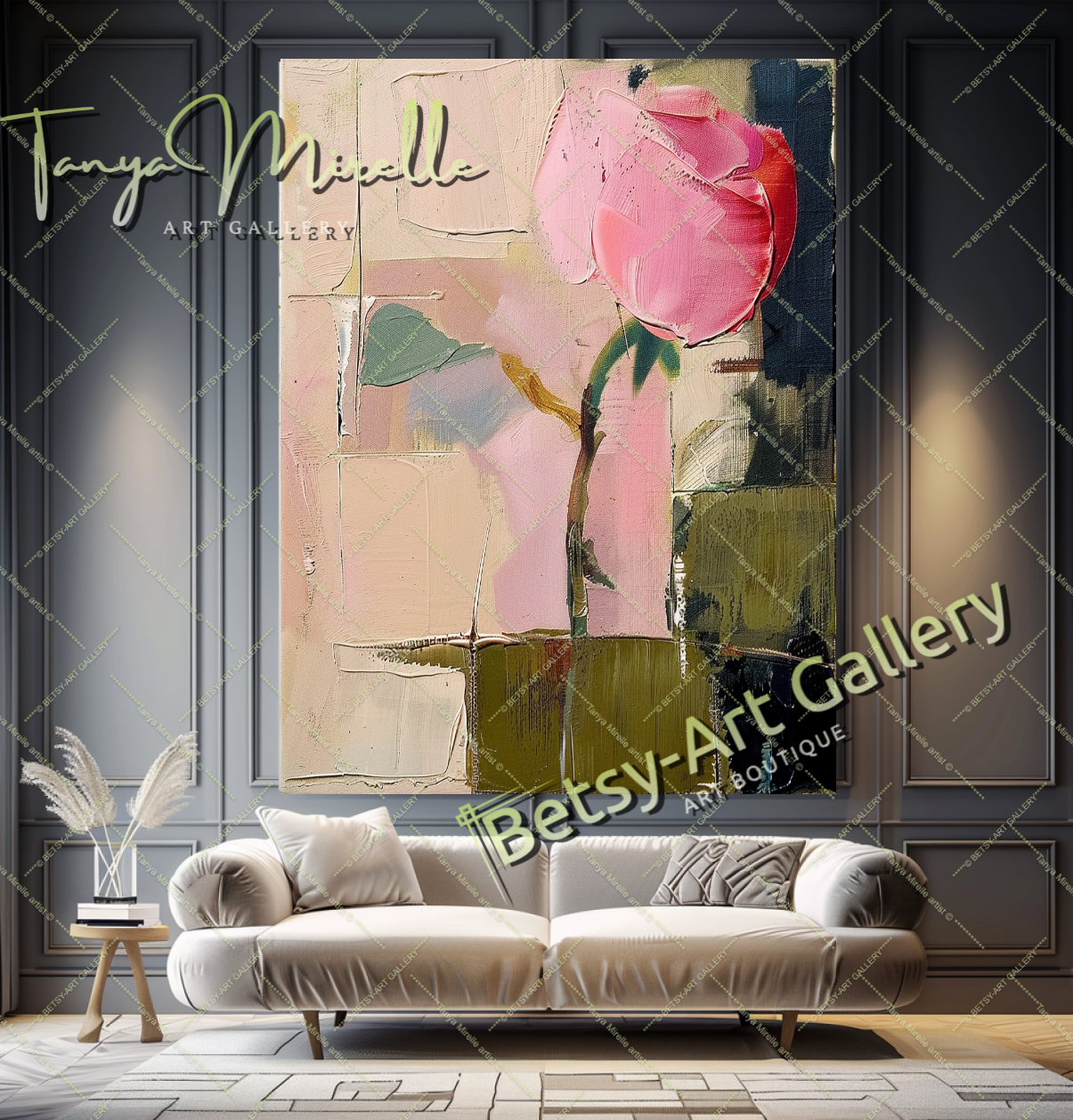 Contemporary Bloom Oil Painting, Textured Art #186