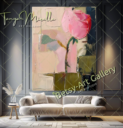 Contemporary Bloom Oil Painting, Textured Art #186