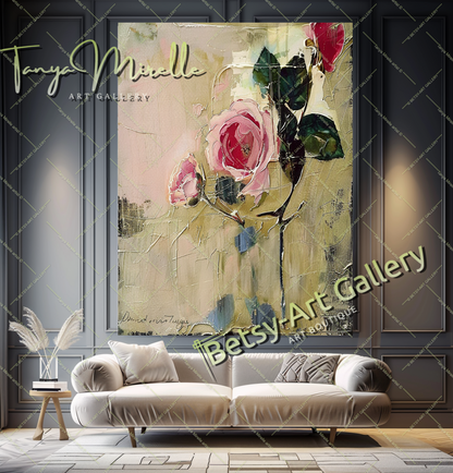 Contemporary Bloom Oil Painting, Textured Art #186