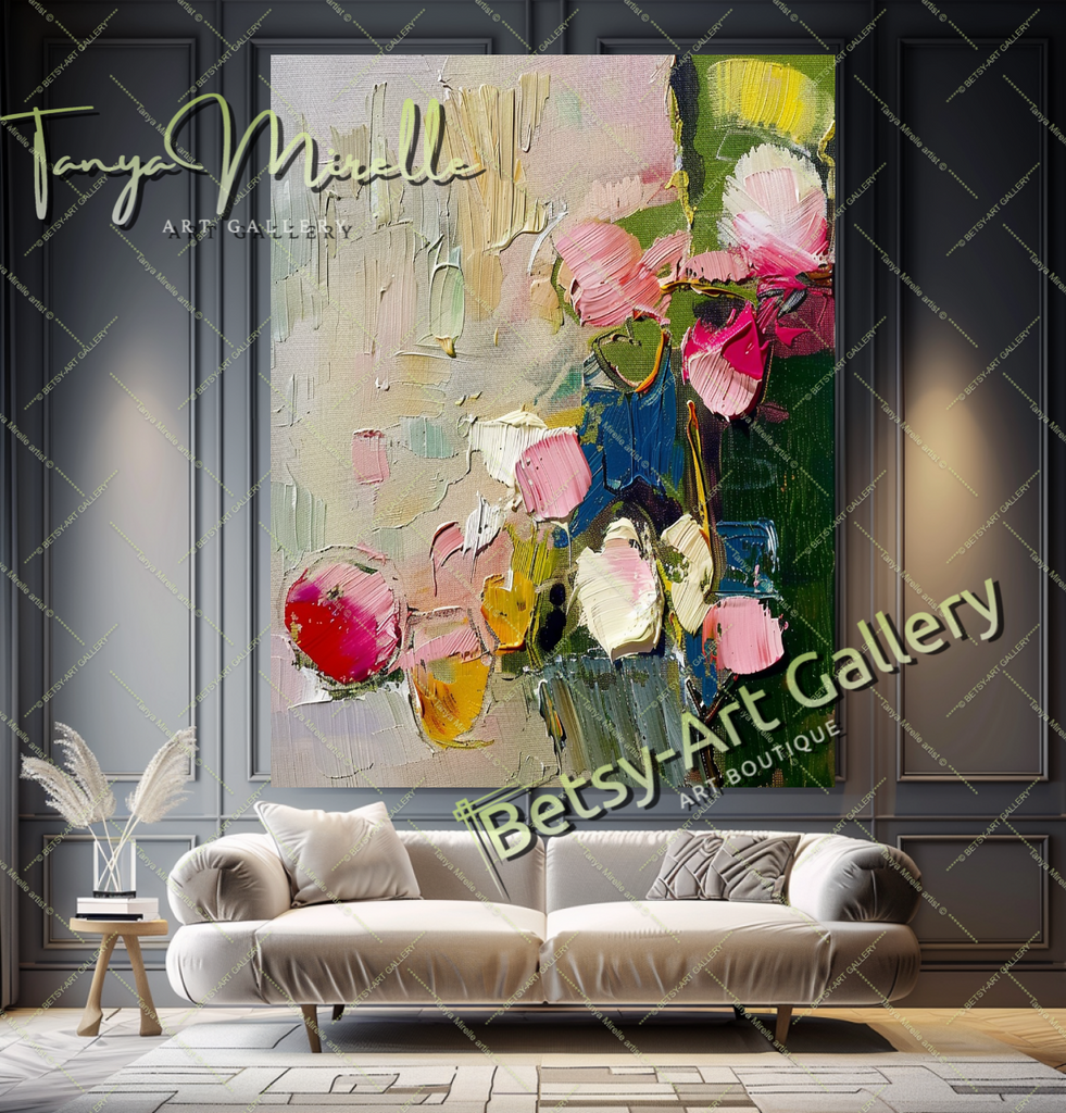 Modern Abstract Wall Art, Oil Impasto Painting #190 – Large – Oil on Canvas – {{ product.title }} canvas artwork by Tanya Mirelle – modern wall decor – original artwork for home, living room, office, or gallery – original artwork by BETSY-ART GALLERY