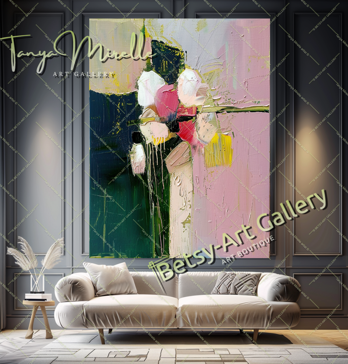 {{ product.title }} canvas artwork by Tanya Mirelle – modern wall decor – original artwork for home, living room, office, or gallery