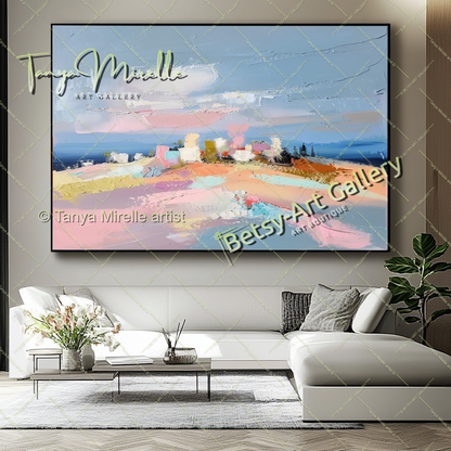 Soft Colors Landscape Abstract Painting - Modern Wall Art