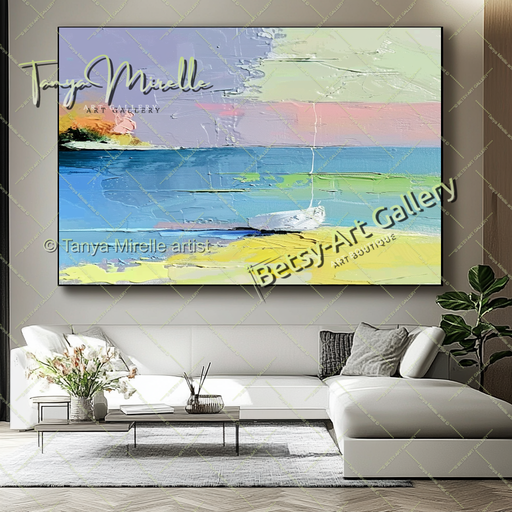 Seashore Painting – Large Textured Artwork for Contemporary Spaces