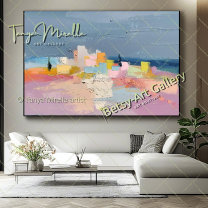 Soft Colors Landscape Abstract Painting - Modern Wall Art