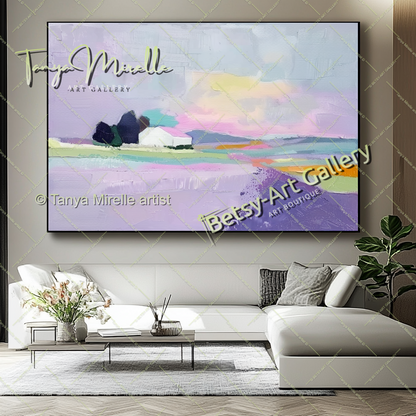 Pastel Colors Landscape Artwork – Impasto Abstract Painting