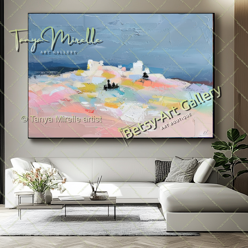 Soft Colors Landscape Abstract Painting - Modern Wall Art