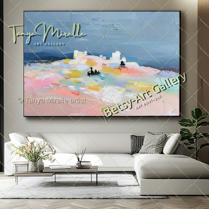 Soft Colors Landscape Abstract Painting - Modern Wall Art