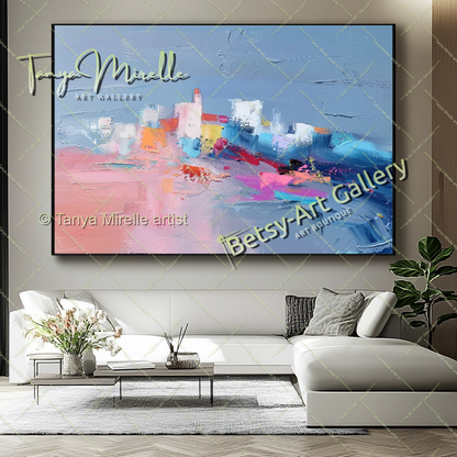 Soft Colors Landscape Abstract Painting - Modern Wall Art