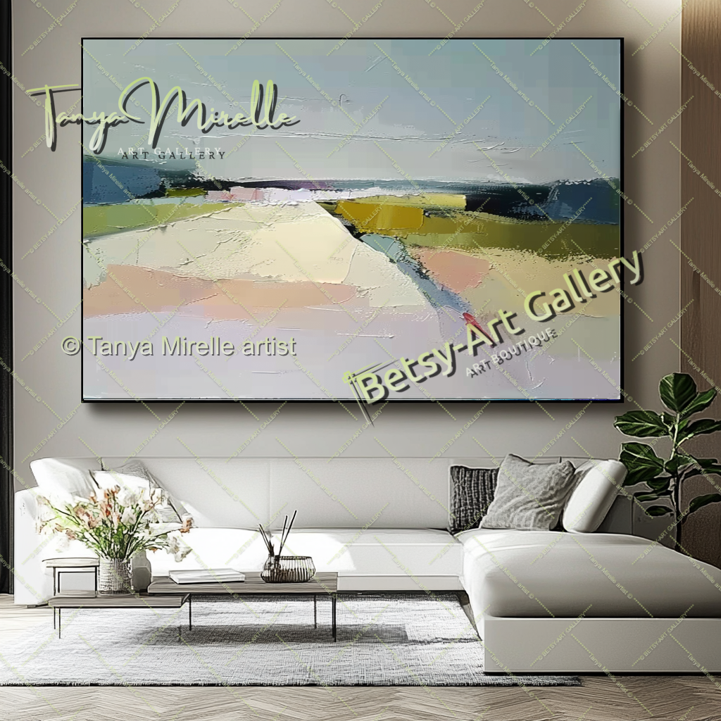 Large Abstract Landscape Painting – Modern Wall Art for Living Room