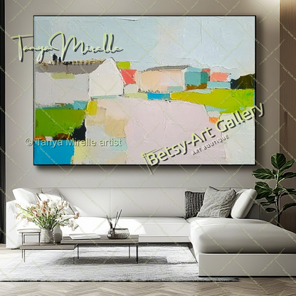Minimalist Landscape Artwork – Impasto Abstract Painting