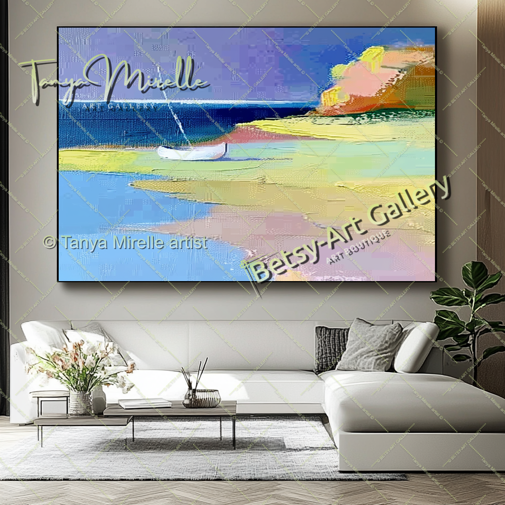 Seashore Painting – Large Textured Artwork for Contemporary Spaces