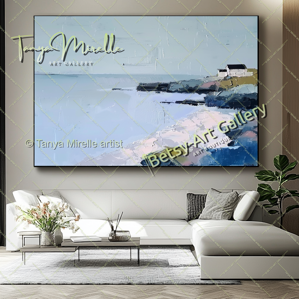 Minimalst Seascape Abstract Painting - Modern Wall Art