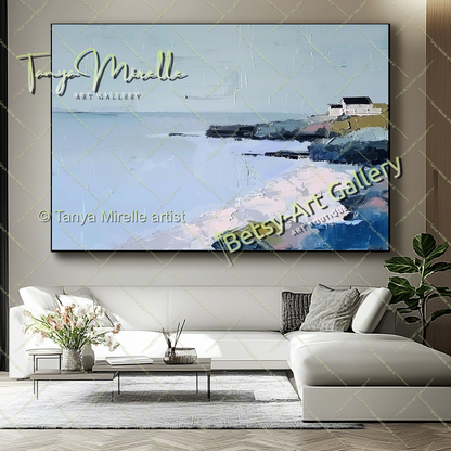 Minimalst Seascape Abstract Painting - Modern Wall Art