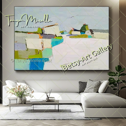 Minimalist Landscape Artwork – Impasto Abstract Painting
