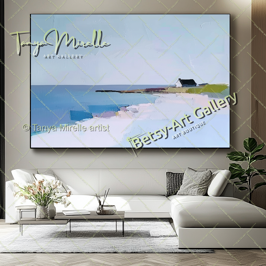 Minimalst Seascape Abstract Painting - Modern Wall Art