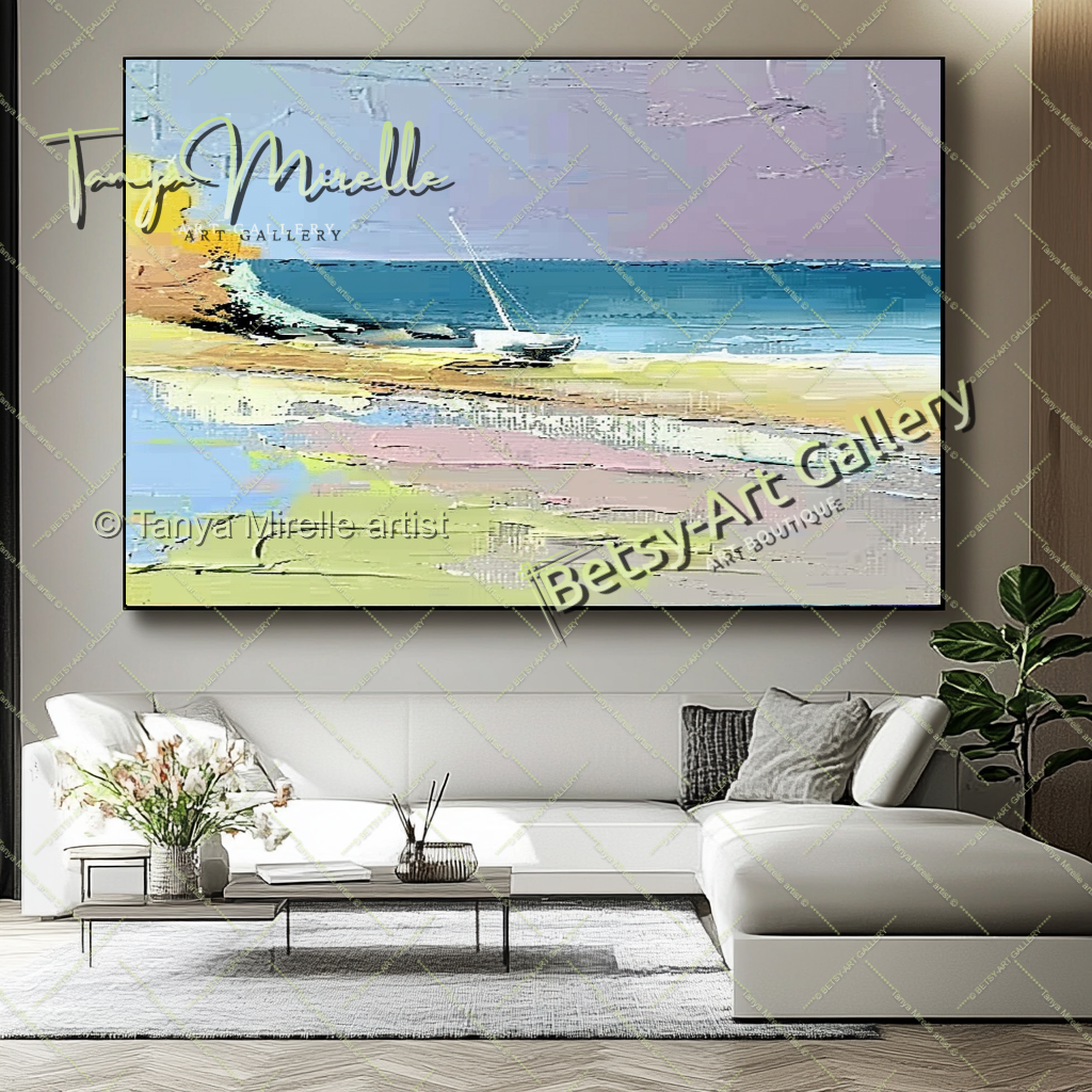 Seashore Painting – Large Textured Artwork for Contemporary Spaces