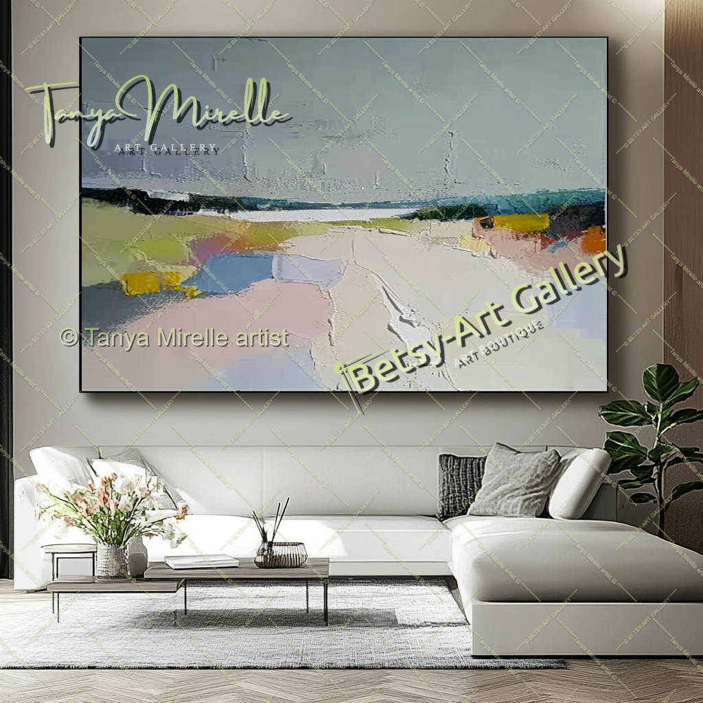 Large Abstract Landscape Painting – Modern Wall Art for Living Room