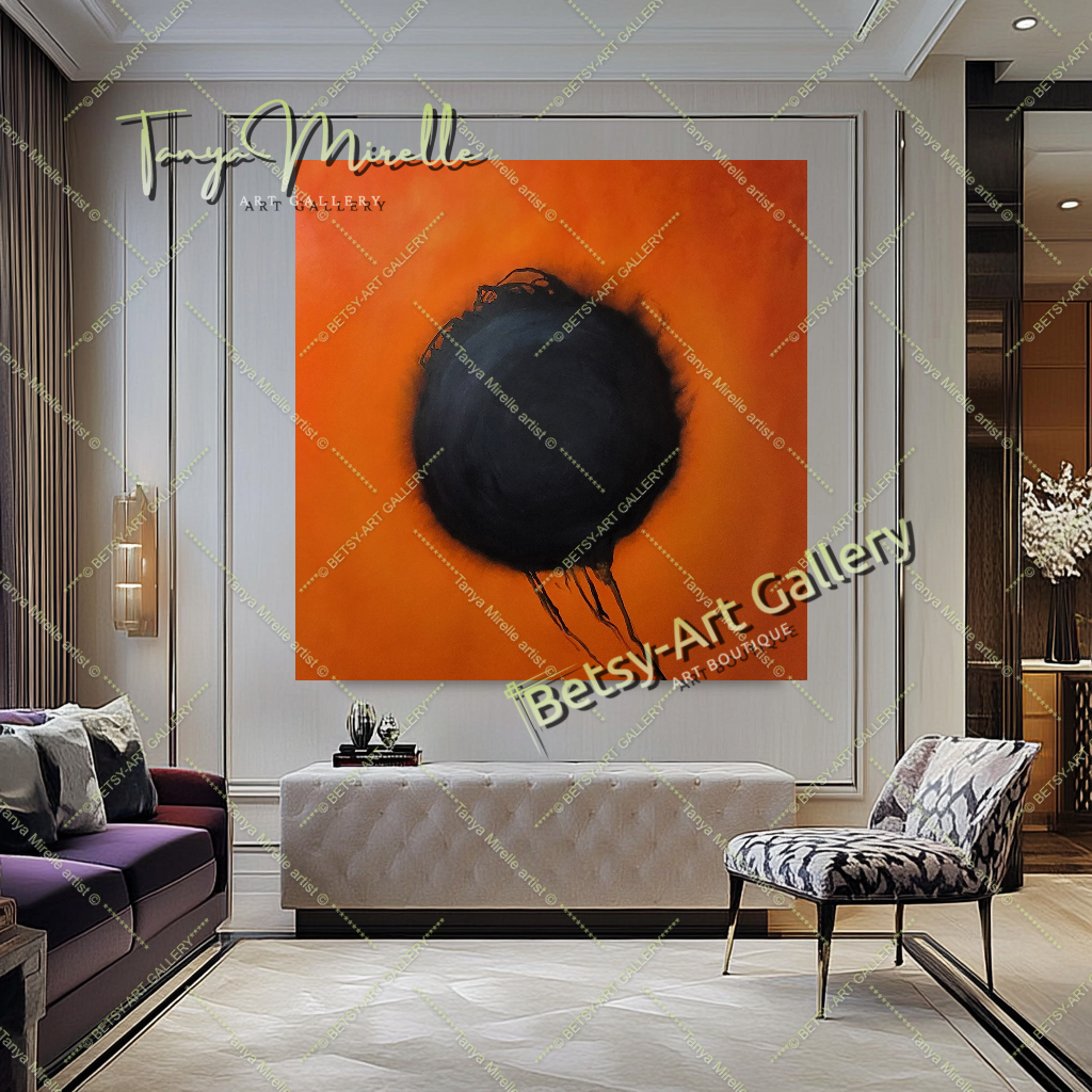 ''Any Fire Flower'' Abstract Art by Otto Piene, Modern Oil Painting on Canvas