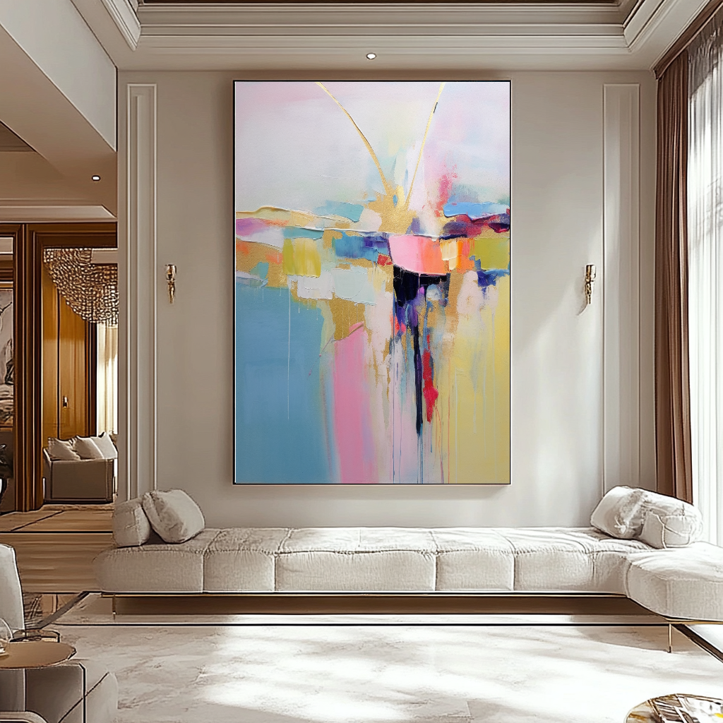 Pastel Blue Abstract Art - Modern Impasto Oil Painting on Canvas for Living Room, Office, Hotel – Large – Oil on Canvas – {{ product.title }} canvas artwork by Tanya Mirelle – modern wall decor – original artwork for home, living room, office, or gallery – original artwork by BETSY-ART GALLERY