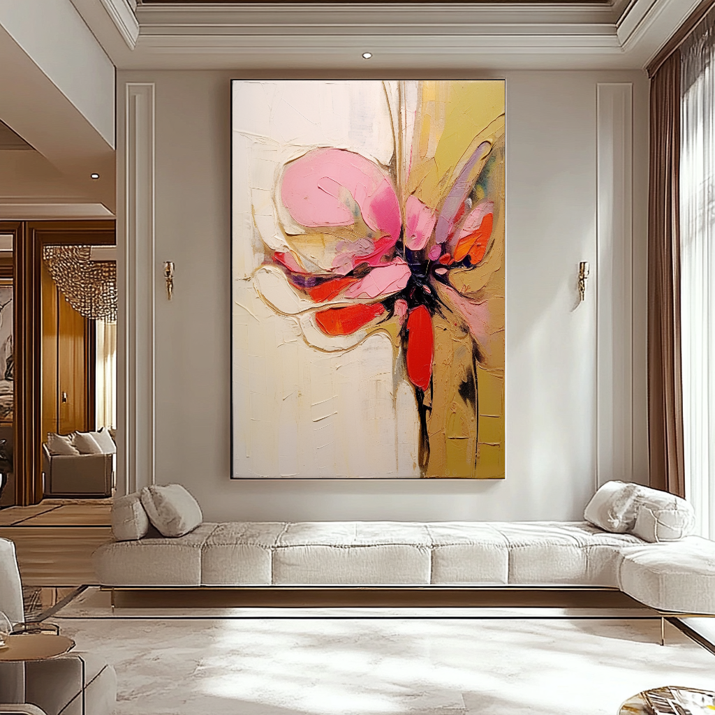 Tranquile Pastel Abstract Art - Modern Impasto Oil Painting on Canvas for Living Room, Office, Hotel
