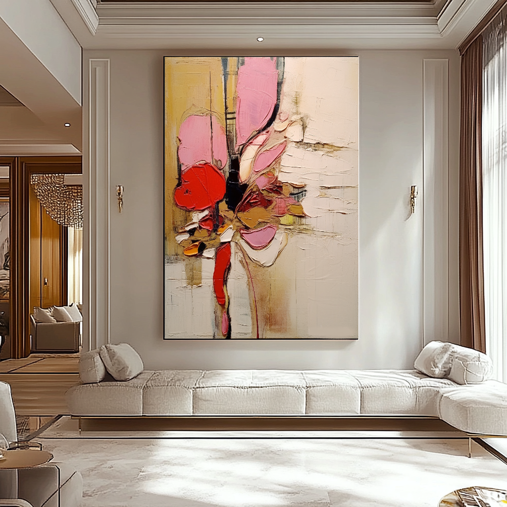 Tranquile Pastel Abstract Art - Modern Impasto Oil Painting on Canvas for Living Room, Office, Hotel