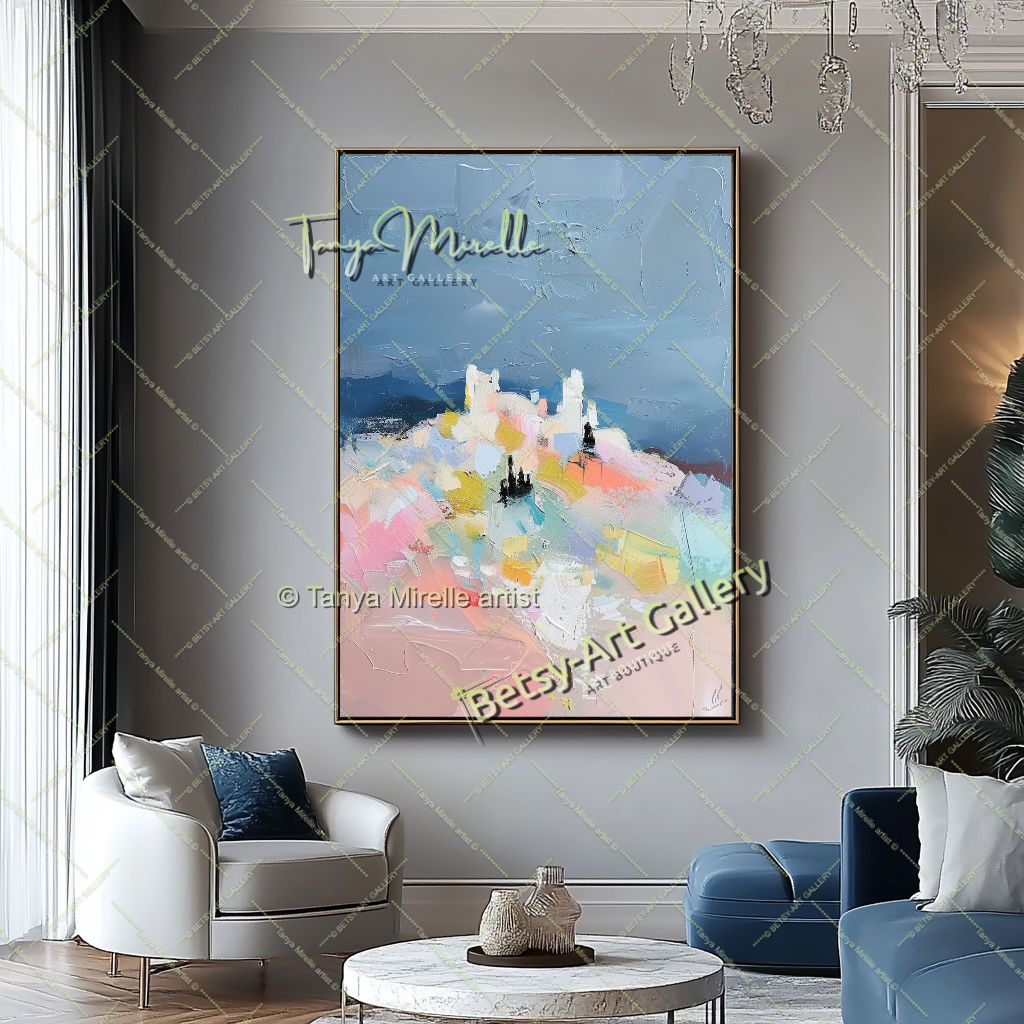 Soft Colors Landscape Abstract Painting - Modern Wall Art