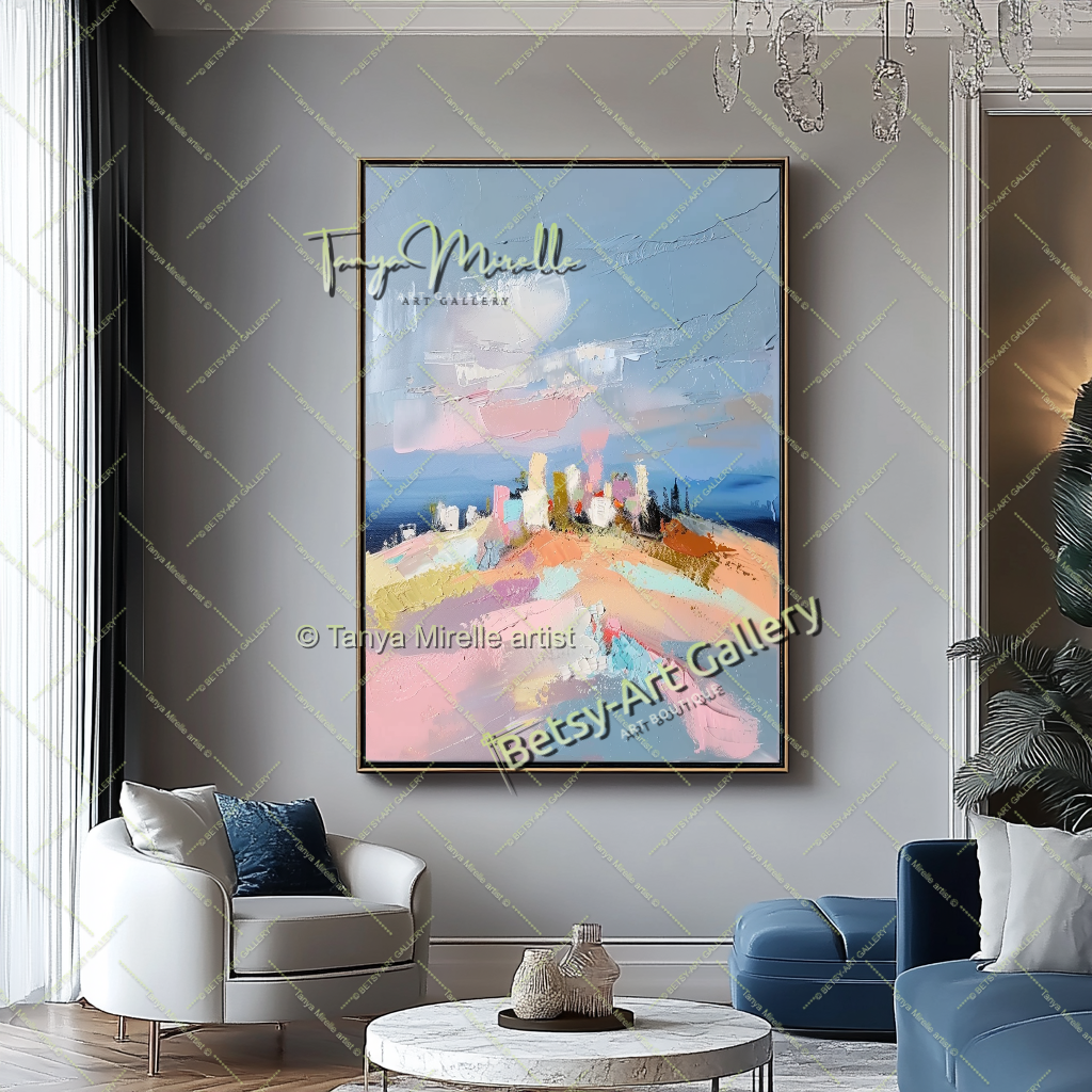 Soft Colors Landscape Abstract Painting - Modern Wall Art