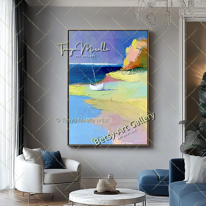 Seashore Painting – Large Textured Artwork for Contemporary Spaces