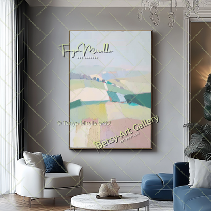 Minimalst Lndscape Abstract Painting – Large Canvas Wall Art