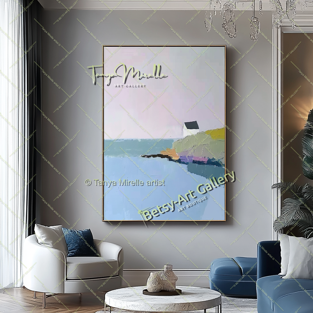 Minimalst Seascape Abstract Painting - Modern Wall Art