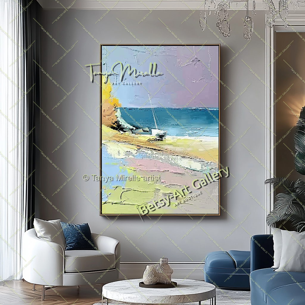 Seashore Painting – Large Textured Artwork for Contemporary Spaces
