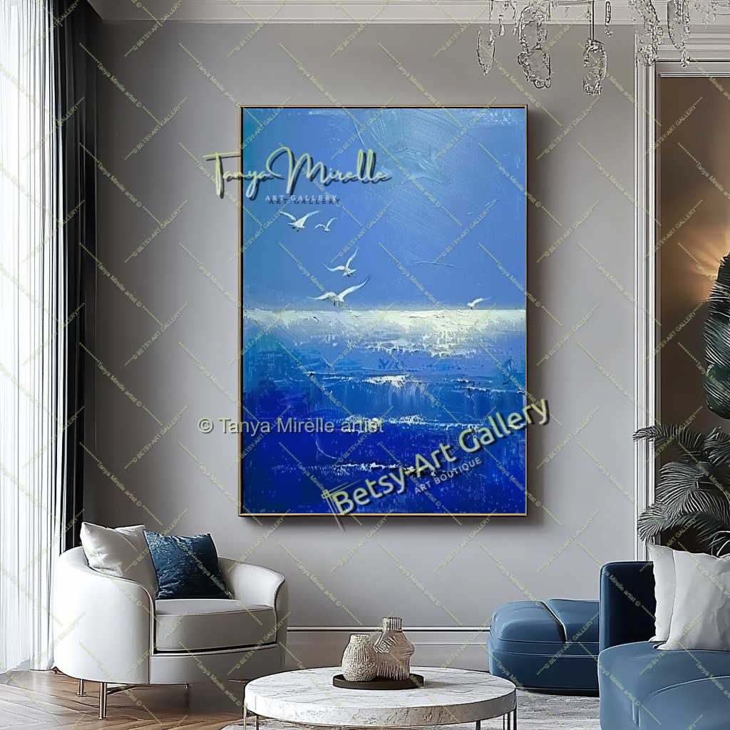 Blue Ocean Painting – Extra Large Abstract Wall Art