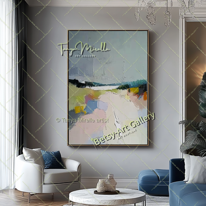 Large Abstract Landscape Painting – Modern Wall Art for Living Room