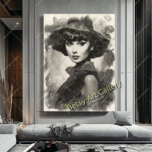 Black White Audrey Hepburn - Modern Iconic Pop Art Canvas Print