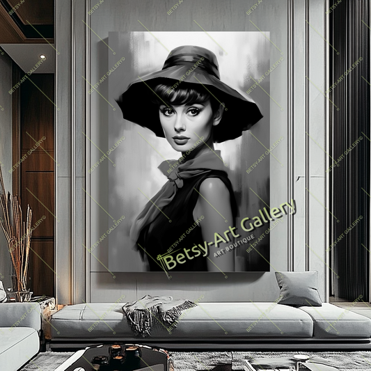 Black White Audrey Hepburn - Modern Iconic Pop Art Canvas Print