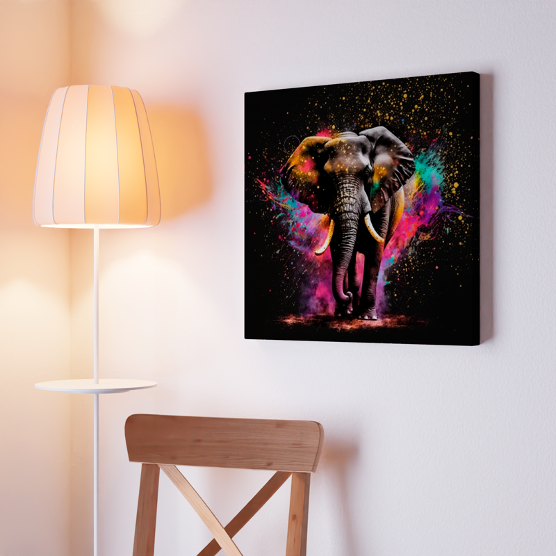 Colorful Elephant Canvas Print - Vibrant Abstract Wall Art, Modern Animal Art