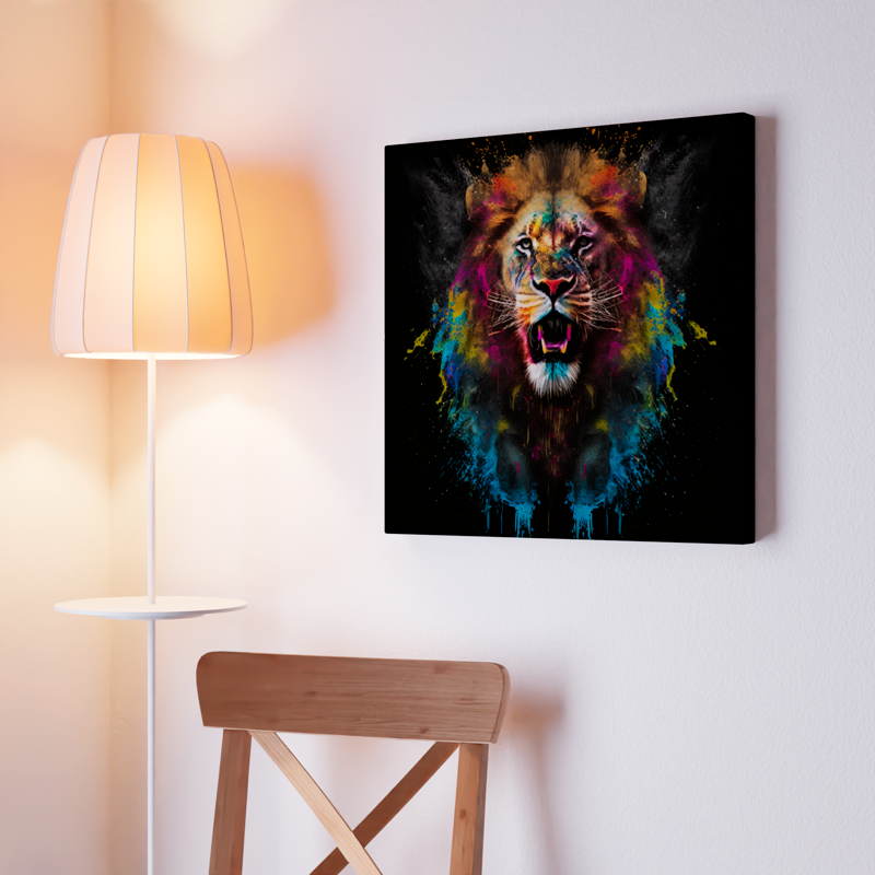 Graffti Colorful Lion - Stretched Printed Canvas - Unique Wall Art Print