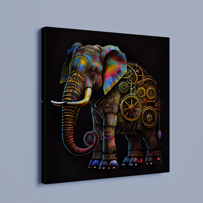 Mechanical Elephant / Stretched Printed Canvas / Unique Wall Art Print